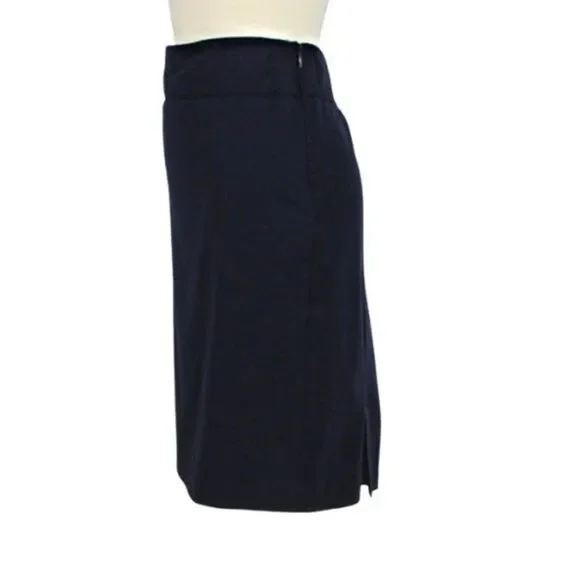 Skirt Straight Pencil Wide Waistband Side Zipper Lined Dark Blue Women's Size 6 - Picture 4 of 6